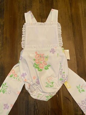 The Beaufort Bonnet Company White Floral Baby Romper with Pastel Accents